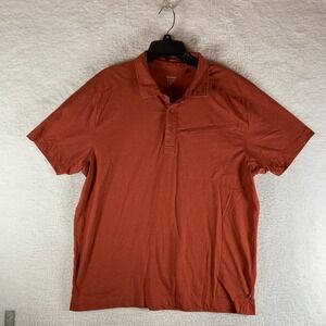 Toad&Co Men's Motile Organic Cotton Blend Orange Short Sleeve Polo Shirt Size XL